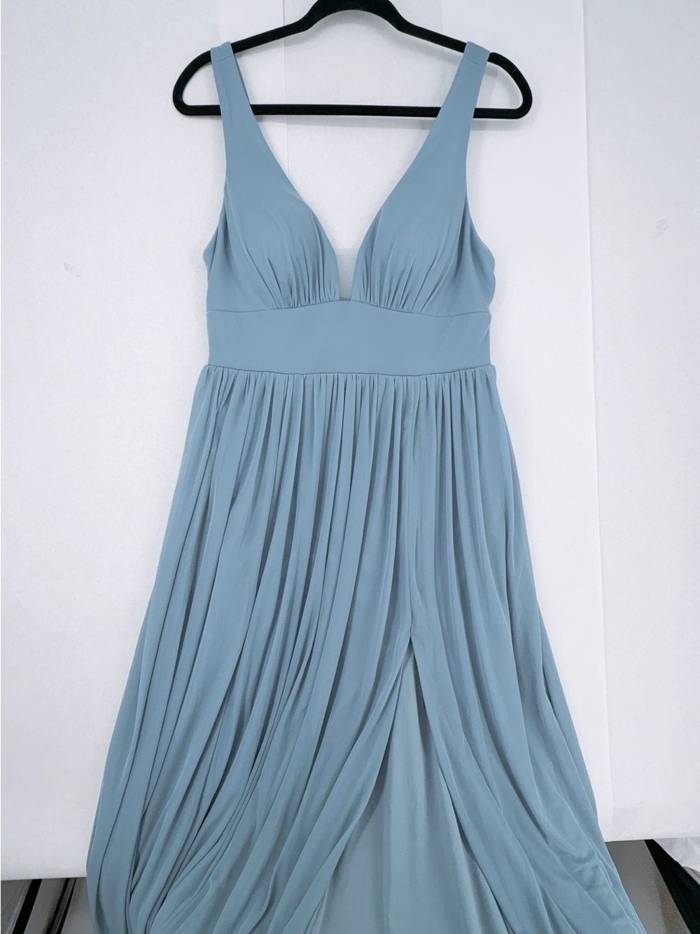 Azazie Chiffon Bridesmaid Dress Blue Gray Size A10 (US 10) M/L NWT - Picture 5 of 9
